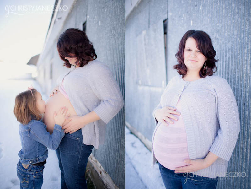 pink grey maternity session bare belly