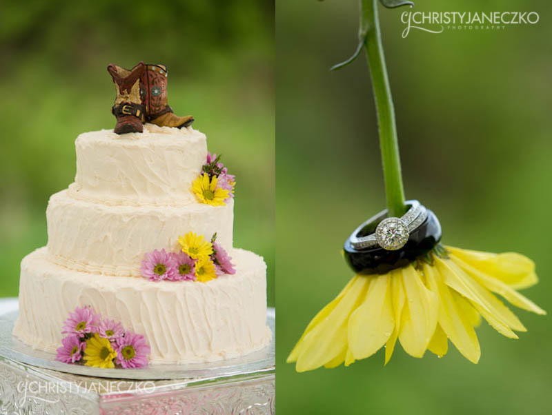 halo ring cowboy boot cake topper