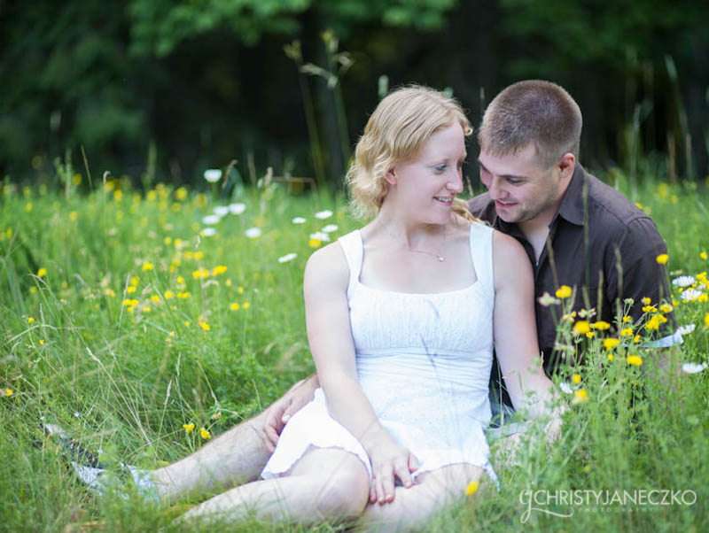state park wildflowers engagement