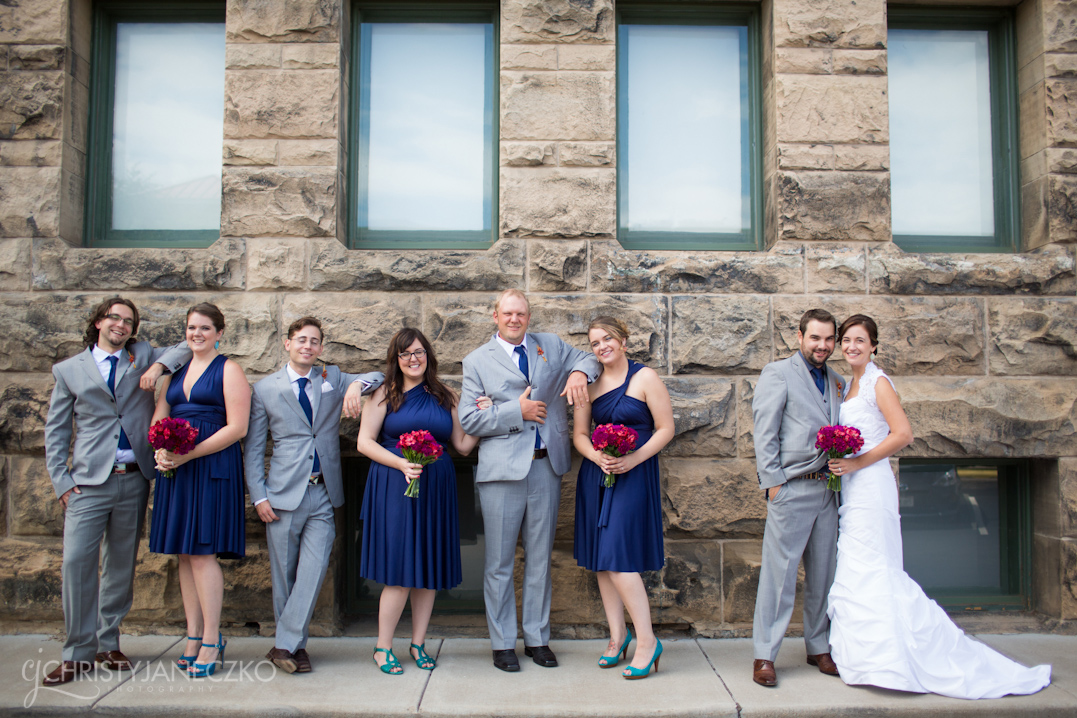 wedding party outside mabel tainter theater menomonie