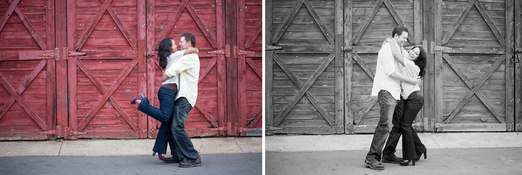 brewery engagement session barn