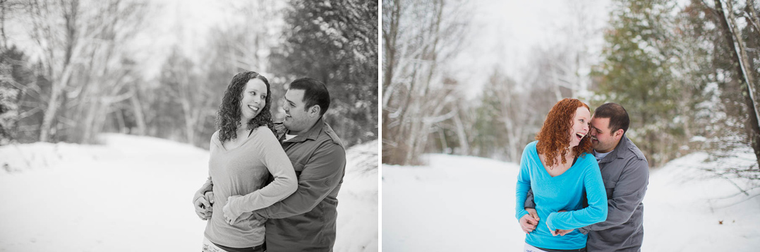 engagement session in the wintery woods of wisconsin bloomer