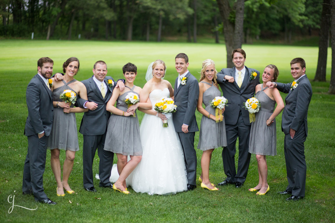 eau claire golf and country club wedding bridal party on the green