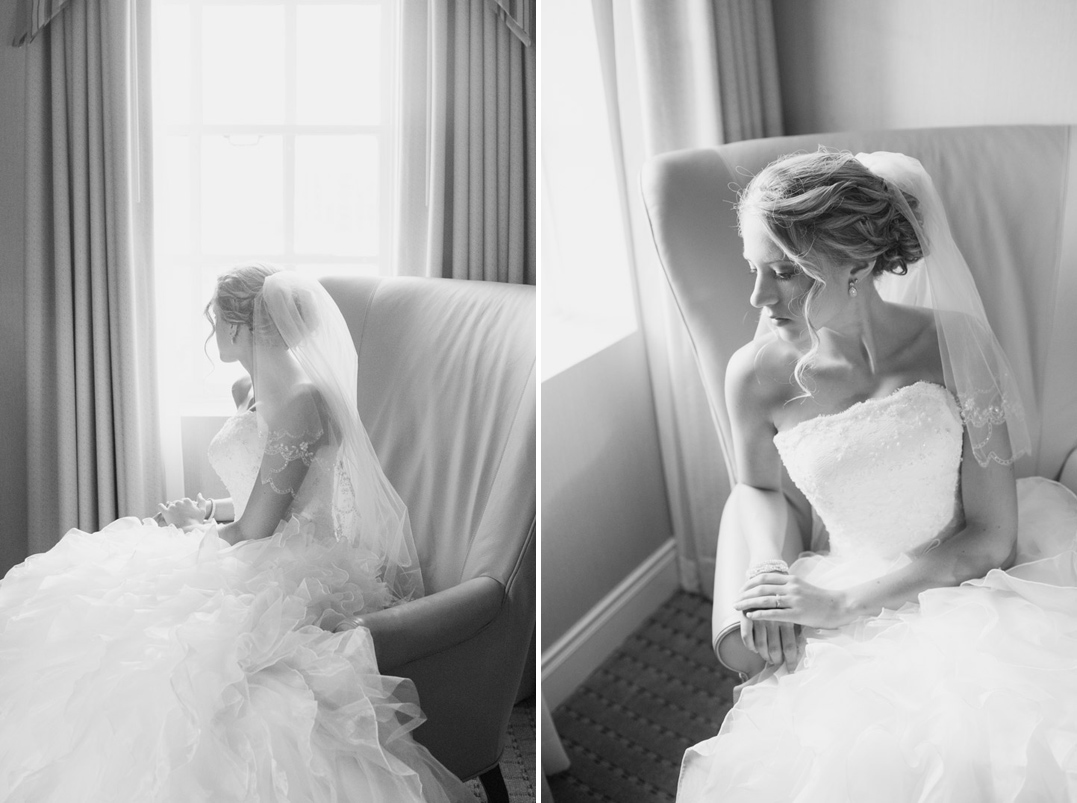 bride in window light hotel roanoke virginia wedding photographer