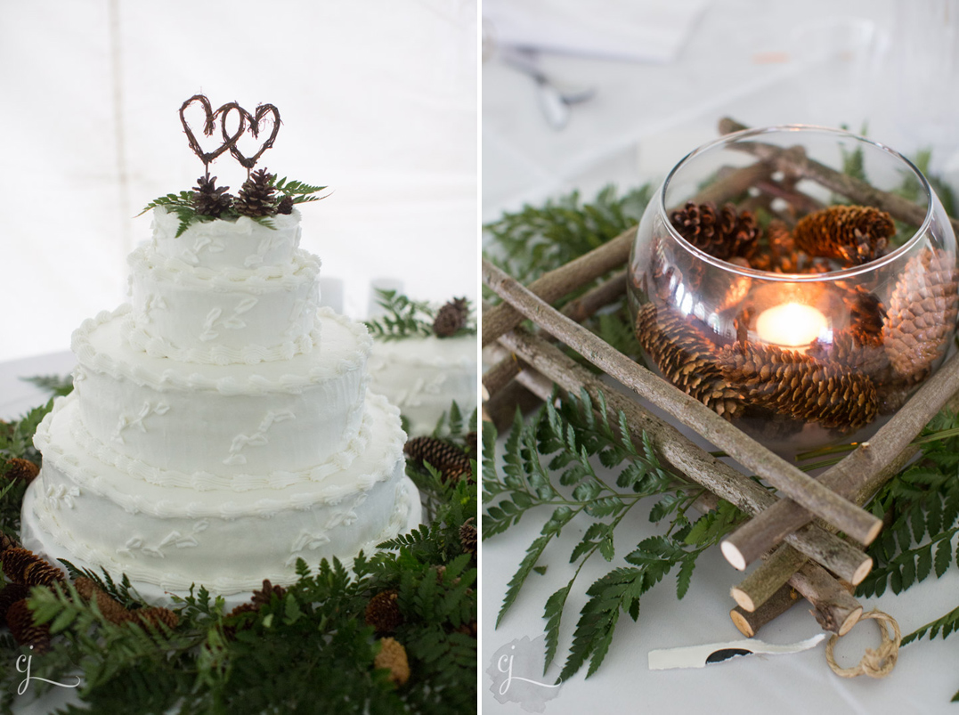 cake and centerpiece wedding on lake st germain wi
