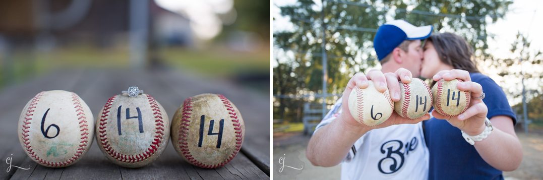 vintage brewers baseball engagement session bloomer wi