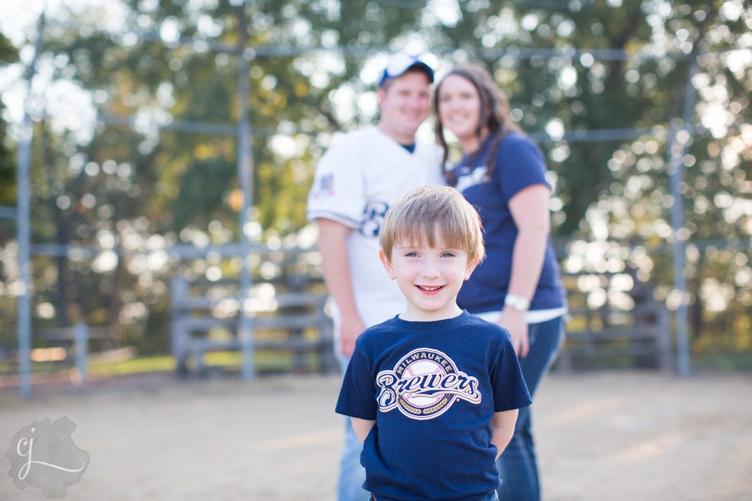 family engagement session bloomer wi brewers baseball