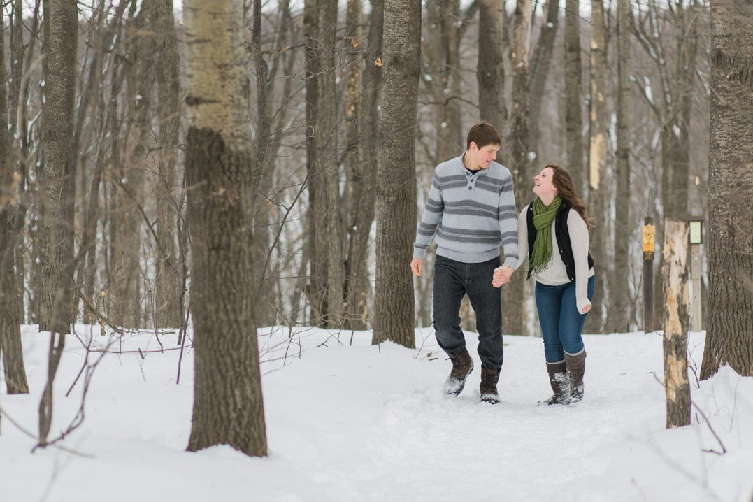 ice-age-trail-engagement-session-walking