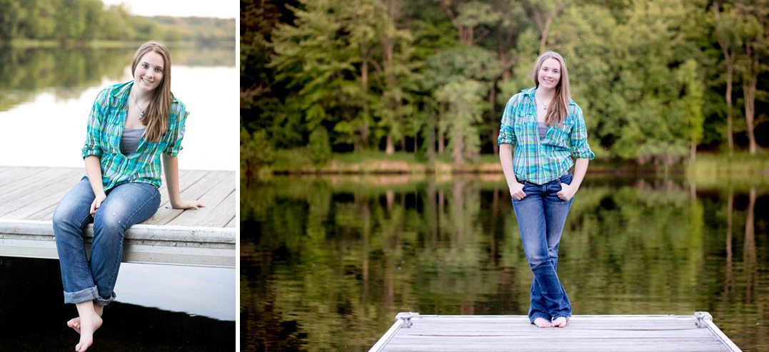 outdoor summer senior session at brunet island state park cornell wi