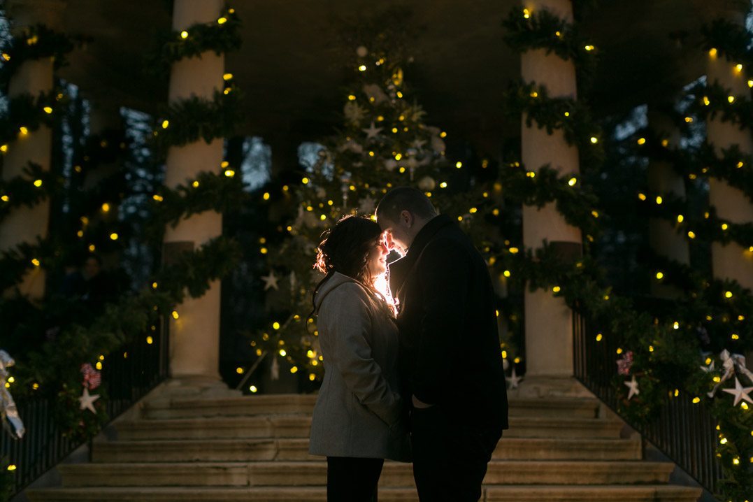 christmas village in chippewa falls engagement session