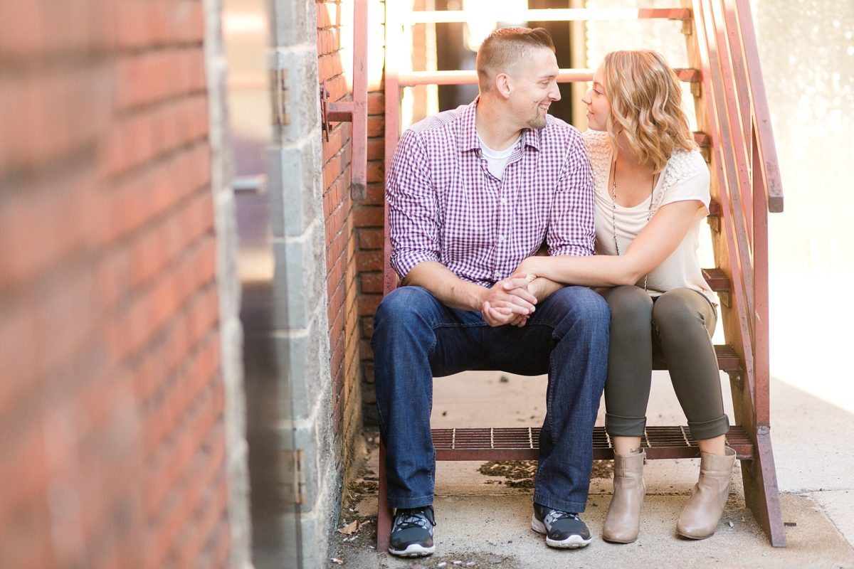 Genuine smiles and joy all around for Darian & Wes' gorgeous downtown Eau Claire engagement session.