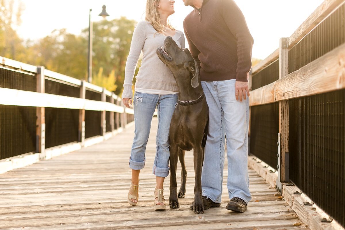 With their Great Dane in tow, Brittany and Jim soaked up the gorgeous fall evening in downtown Eau Claire.