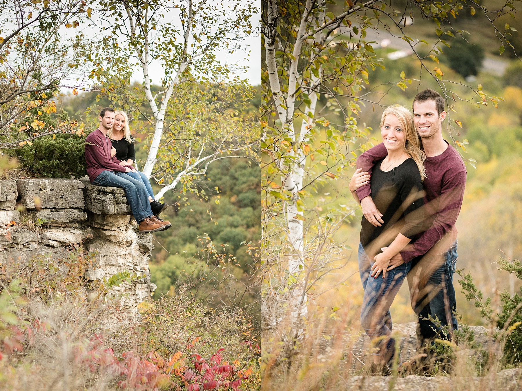 Just as summer turns to fall we explored a hidden spot just outside of town for Nora & Cory's LaCrosse engagement photos on the bluffs.