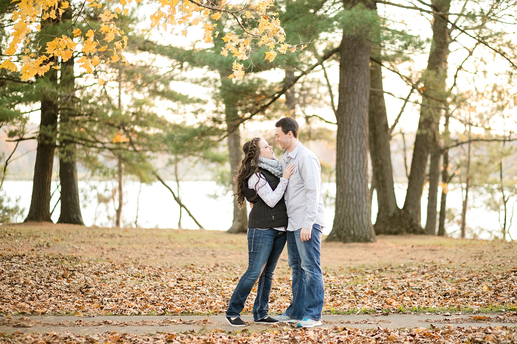 Exploring a little island for the first time, their late fall Brunet Island State Park engagement photos were perfection.