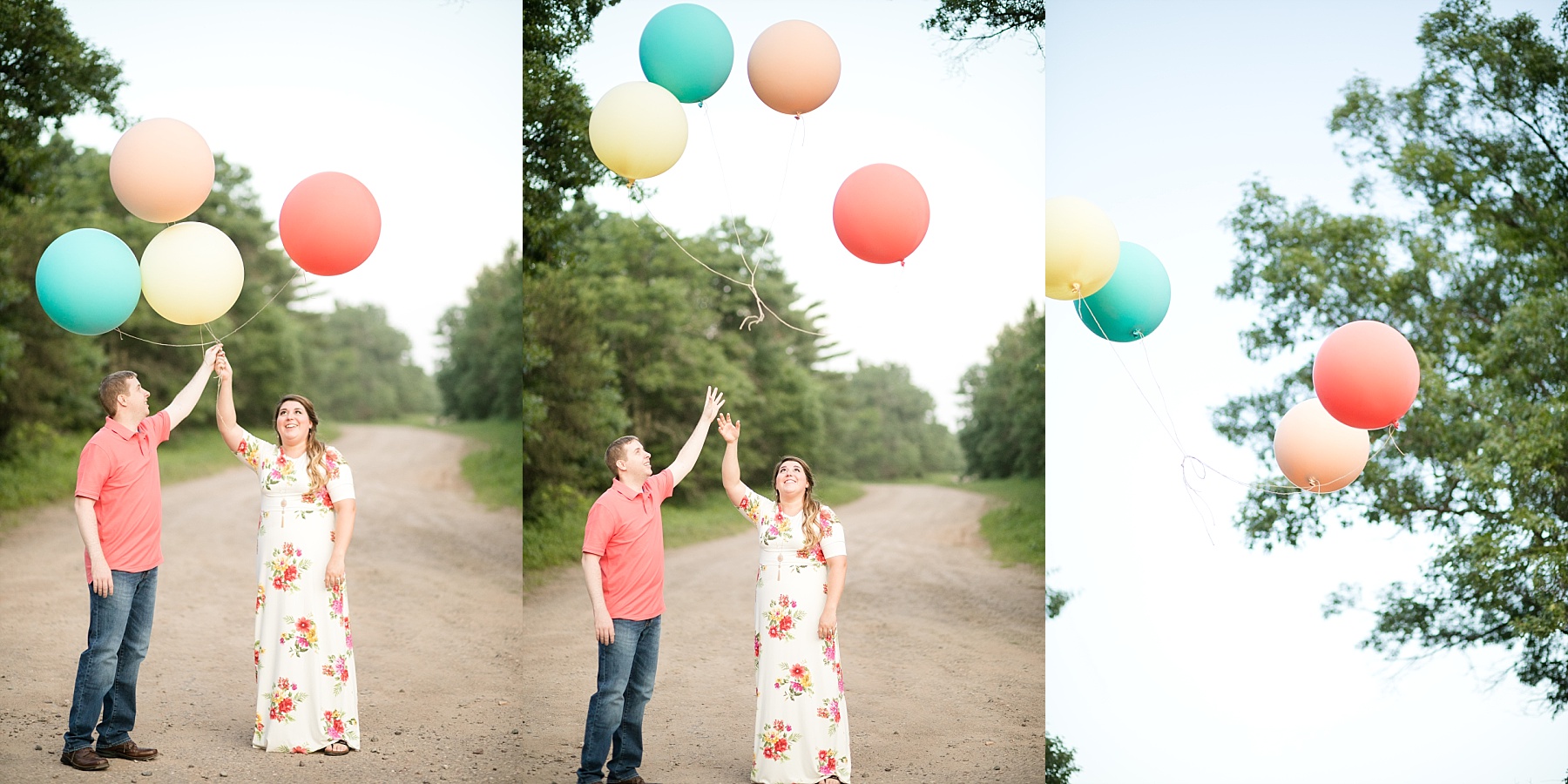 A vintage looking Schwinn with a bike basket & big round balloons were the cutest accessories for Jessica & Bradley's Eau Claire engagement photos.