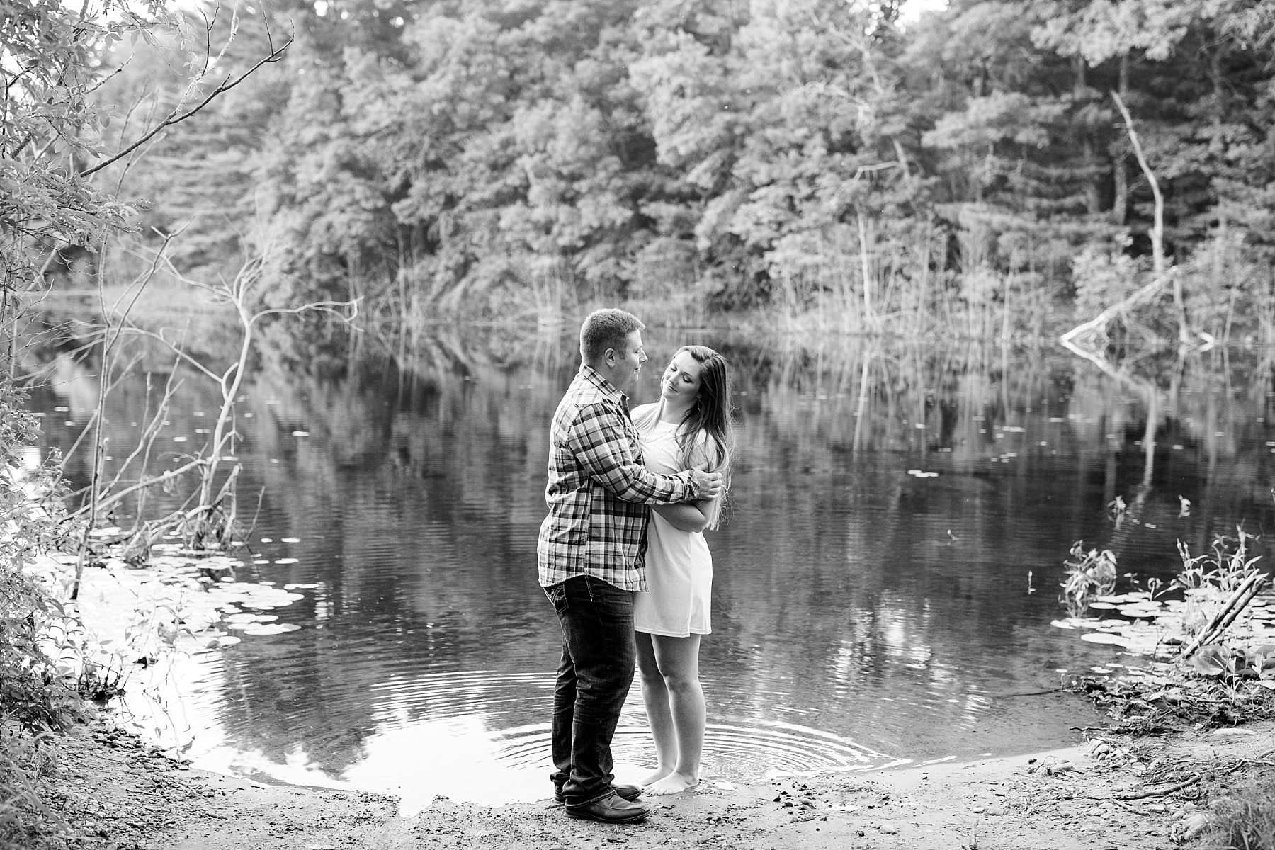 Tucked into a creek in Northern Wisconsin Anna & Dylan shared summertime creek engagement photos.