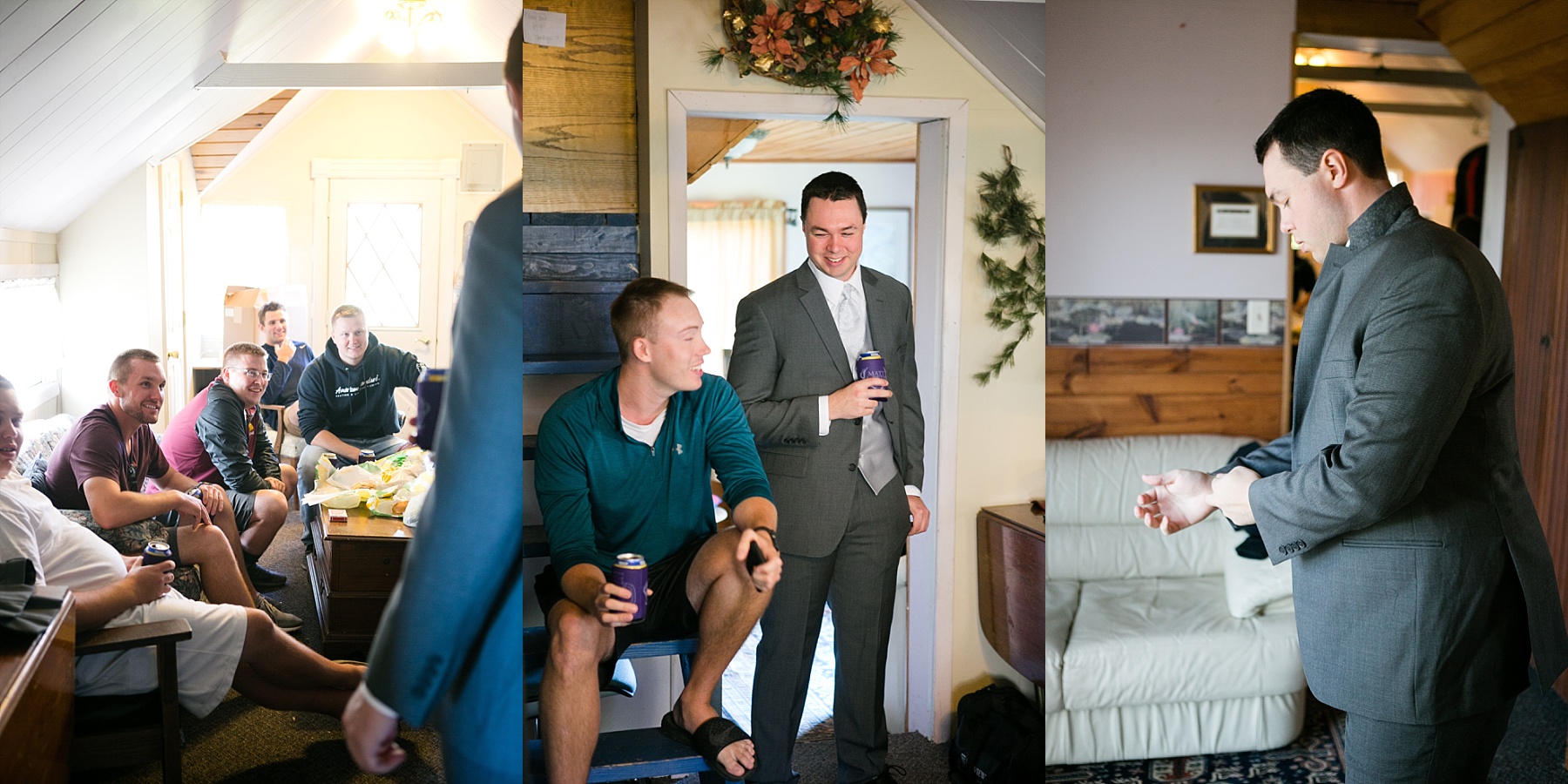 groom getting ready with groomsmen at Celebrations at the Gables