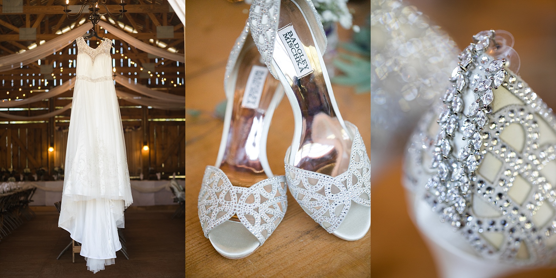 brides details and Badgely Mischka shoes