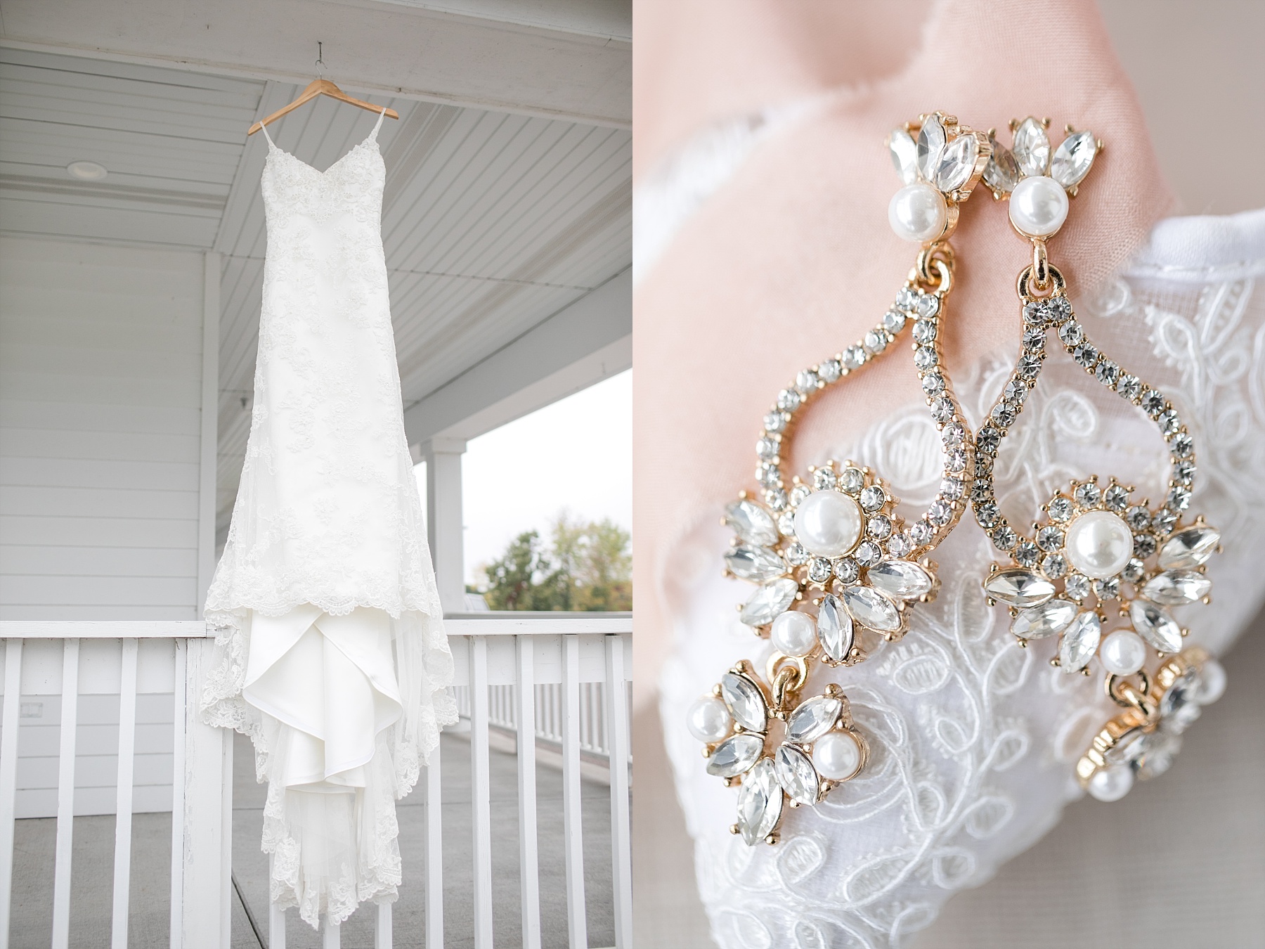 brides dress hanging at Lake Wissota Golf & Events
