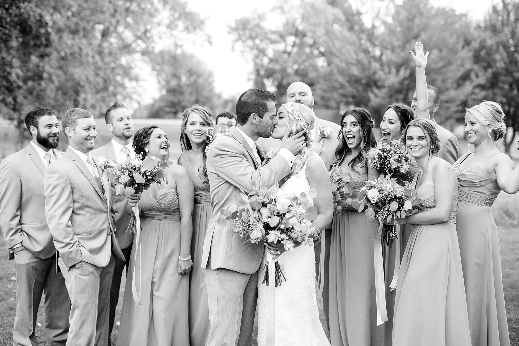 bridal party at Lake Wissota Golf & Events