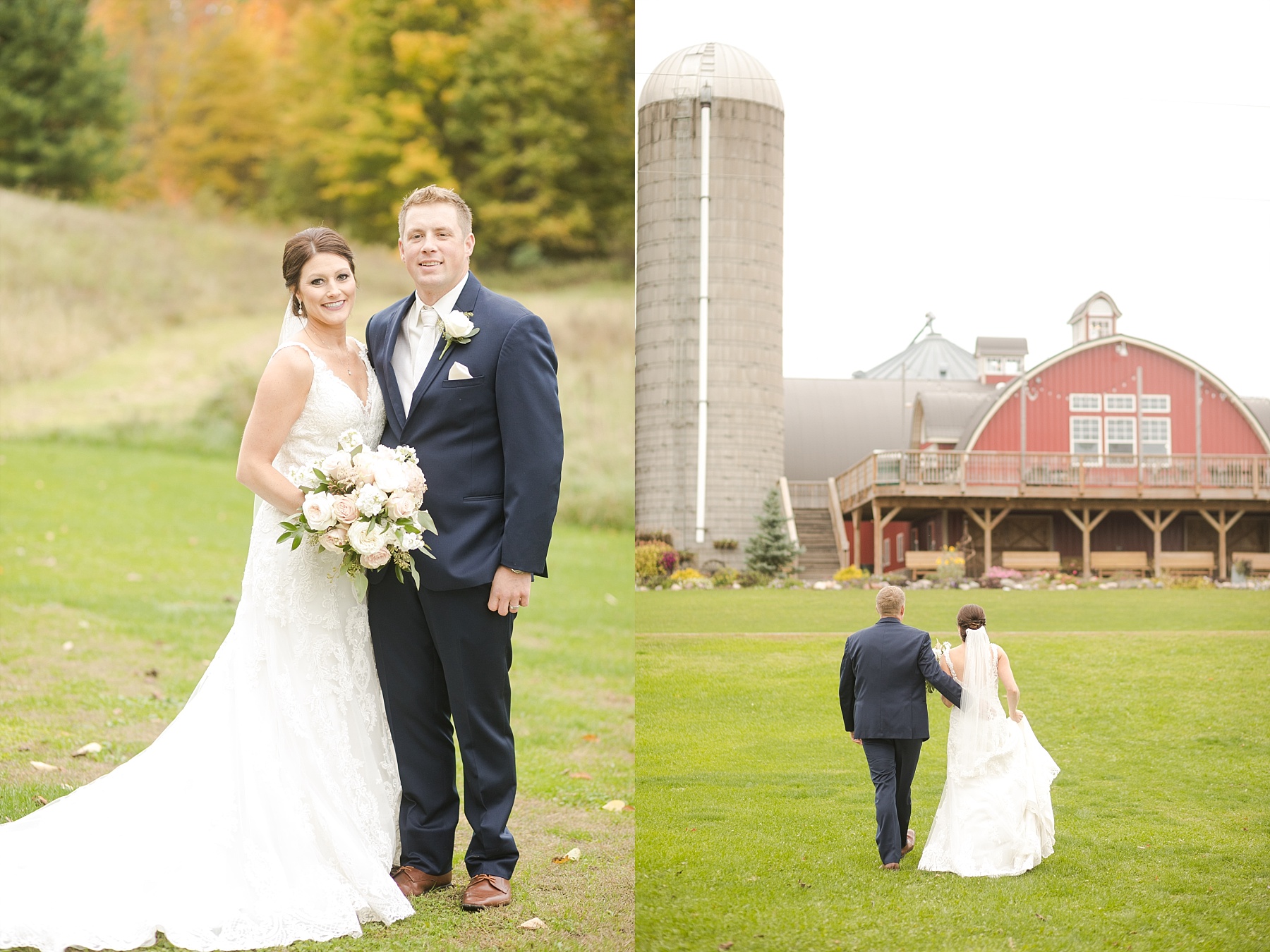 bride and groom portraits outside at the barn on stoney hill