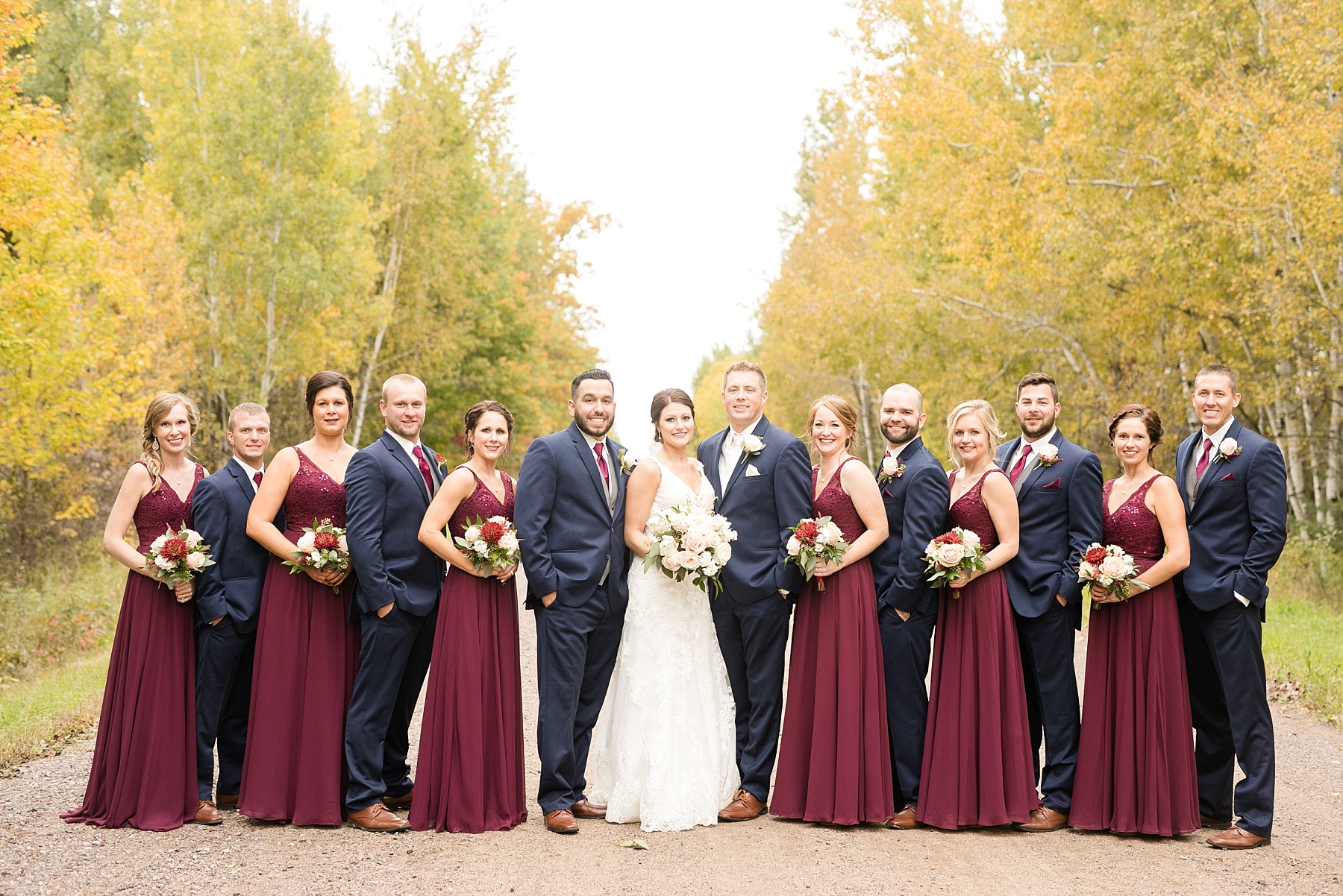 bridal party at the barn on stoney hill
