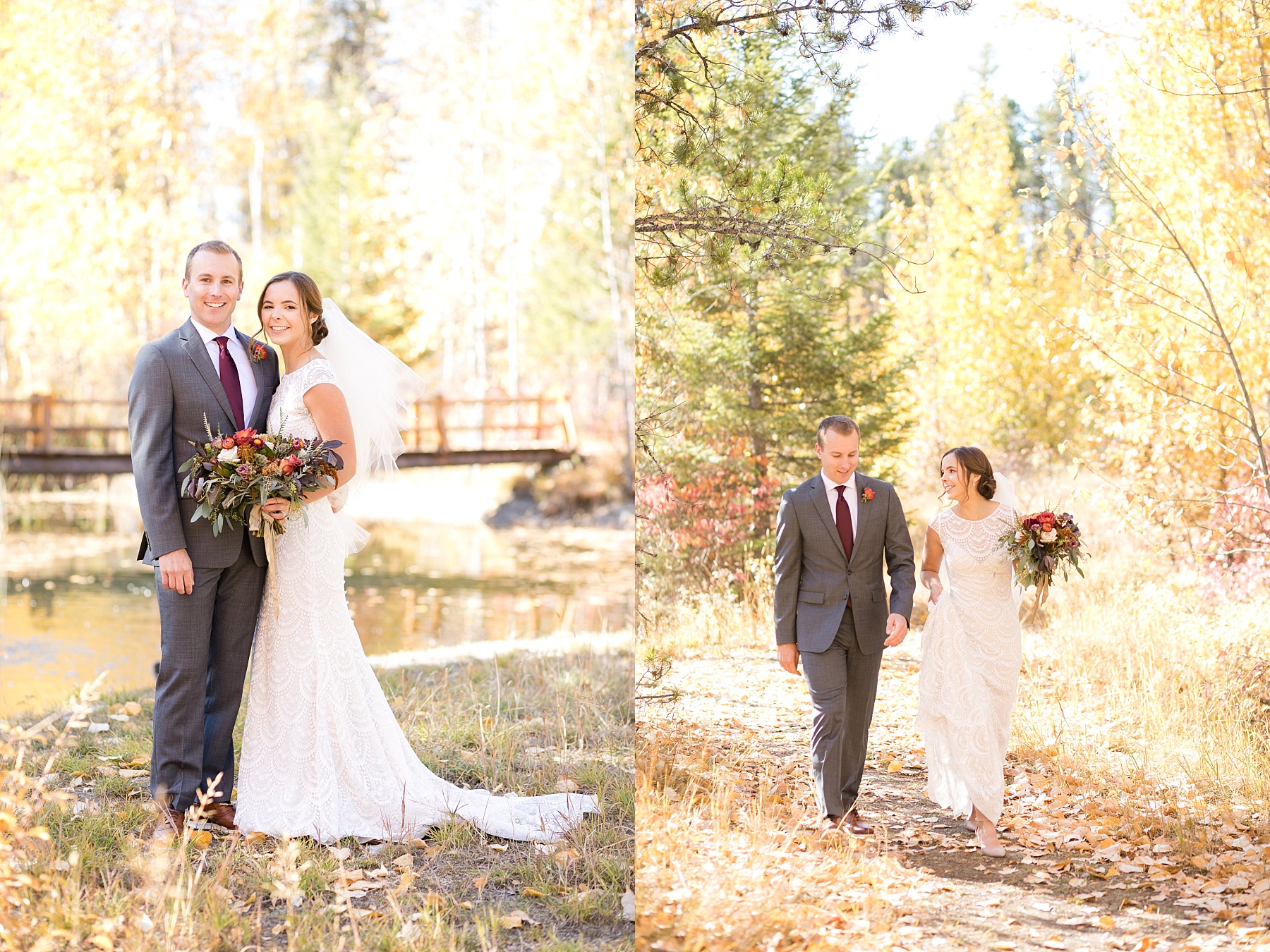 first look pictures fall wedding in Montana