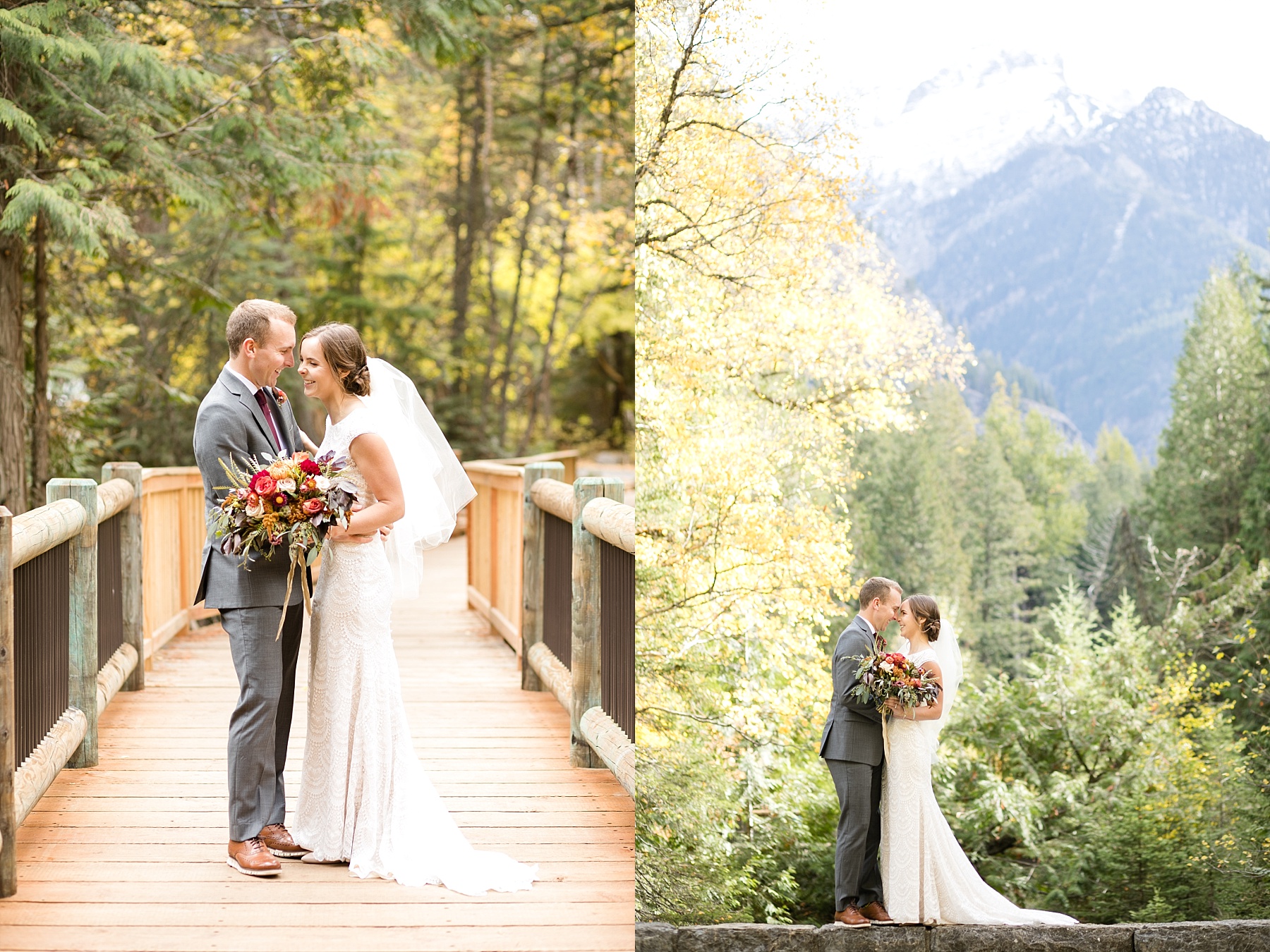 Trail of the Cedars with a bride and groom at Glacier National Park elopement