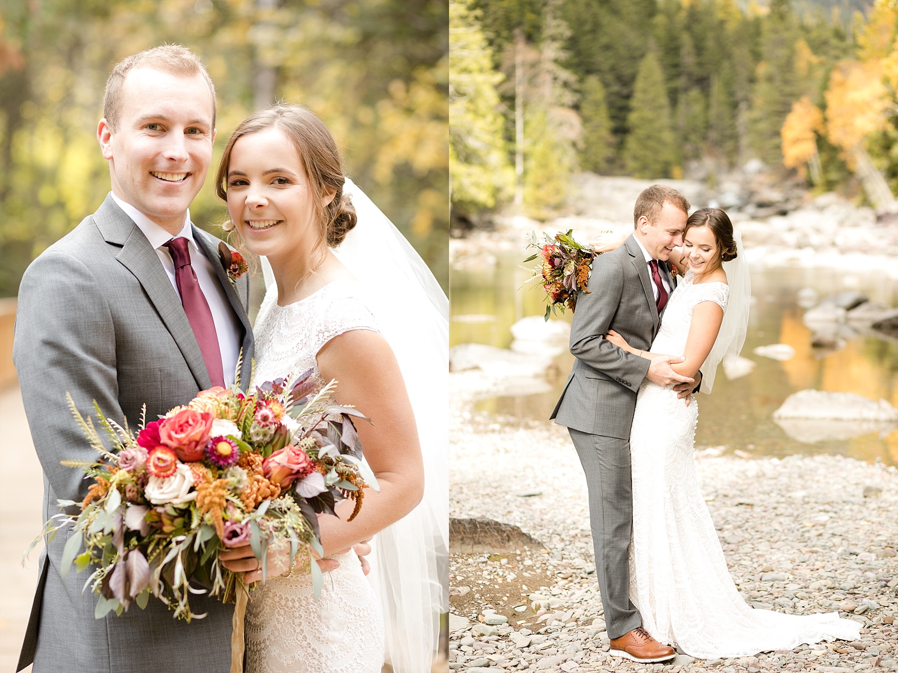 bride and groom Glacier National Park elopement