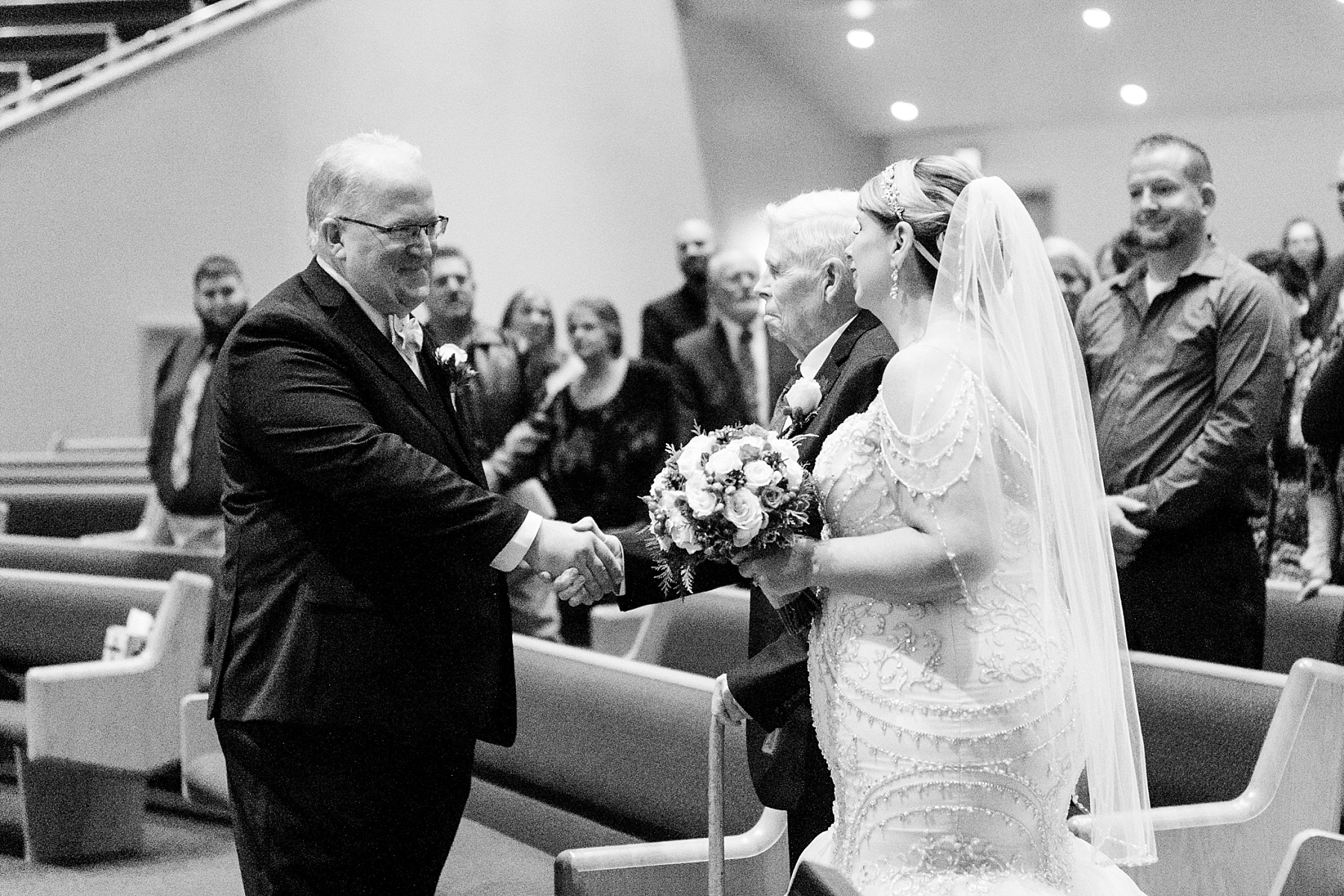 bride giving father away at oak creek assembly of god