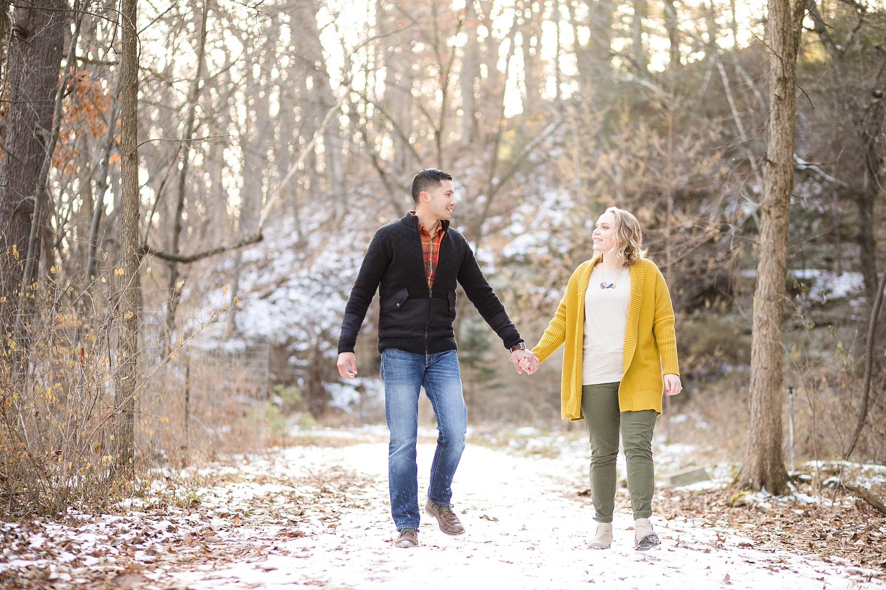 Snowy fall engagement photos for this Minneapolis couple.