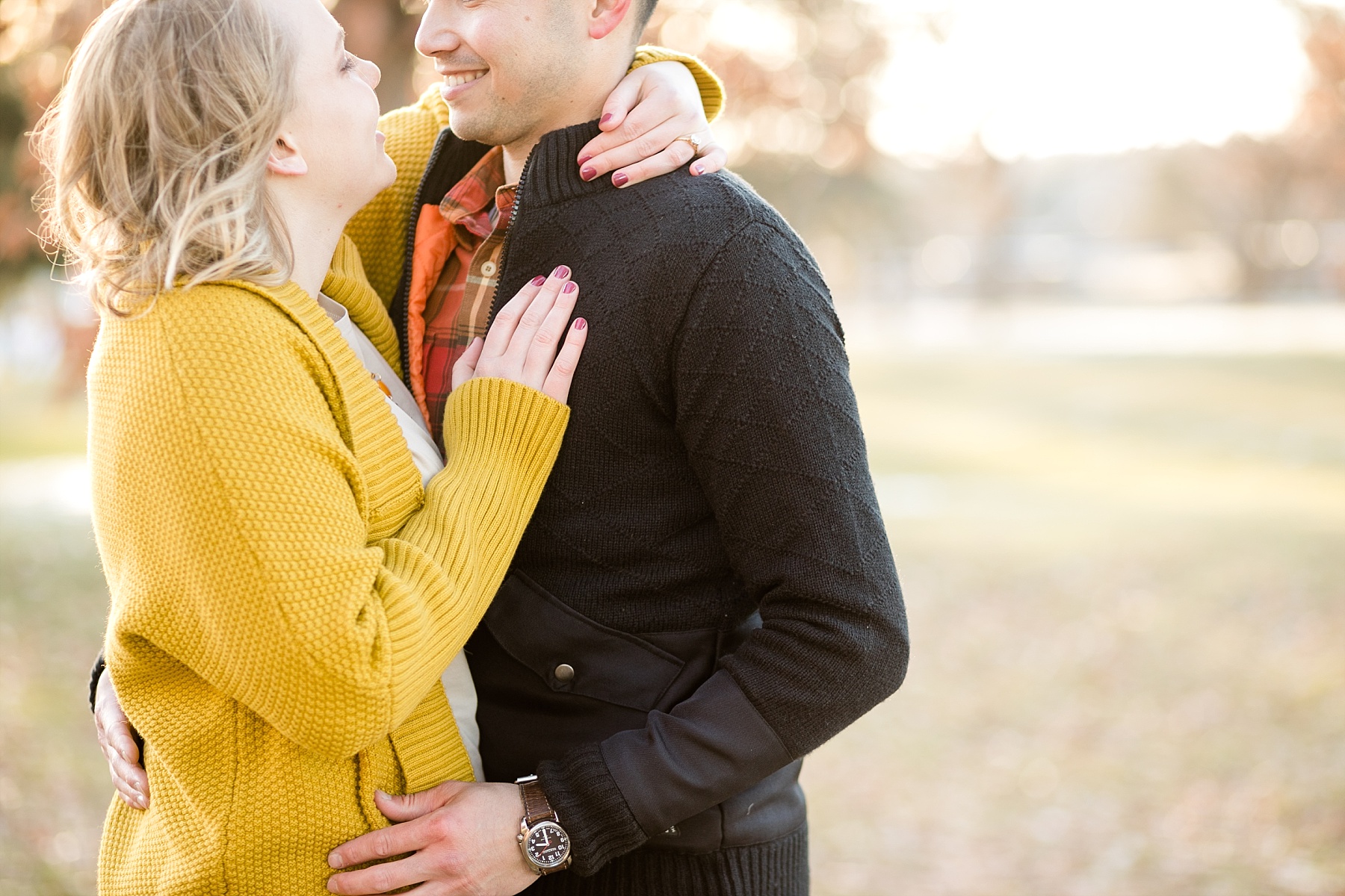 November engagement photos in buttery light.