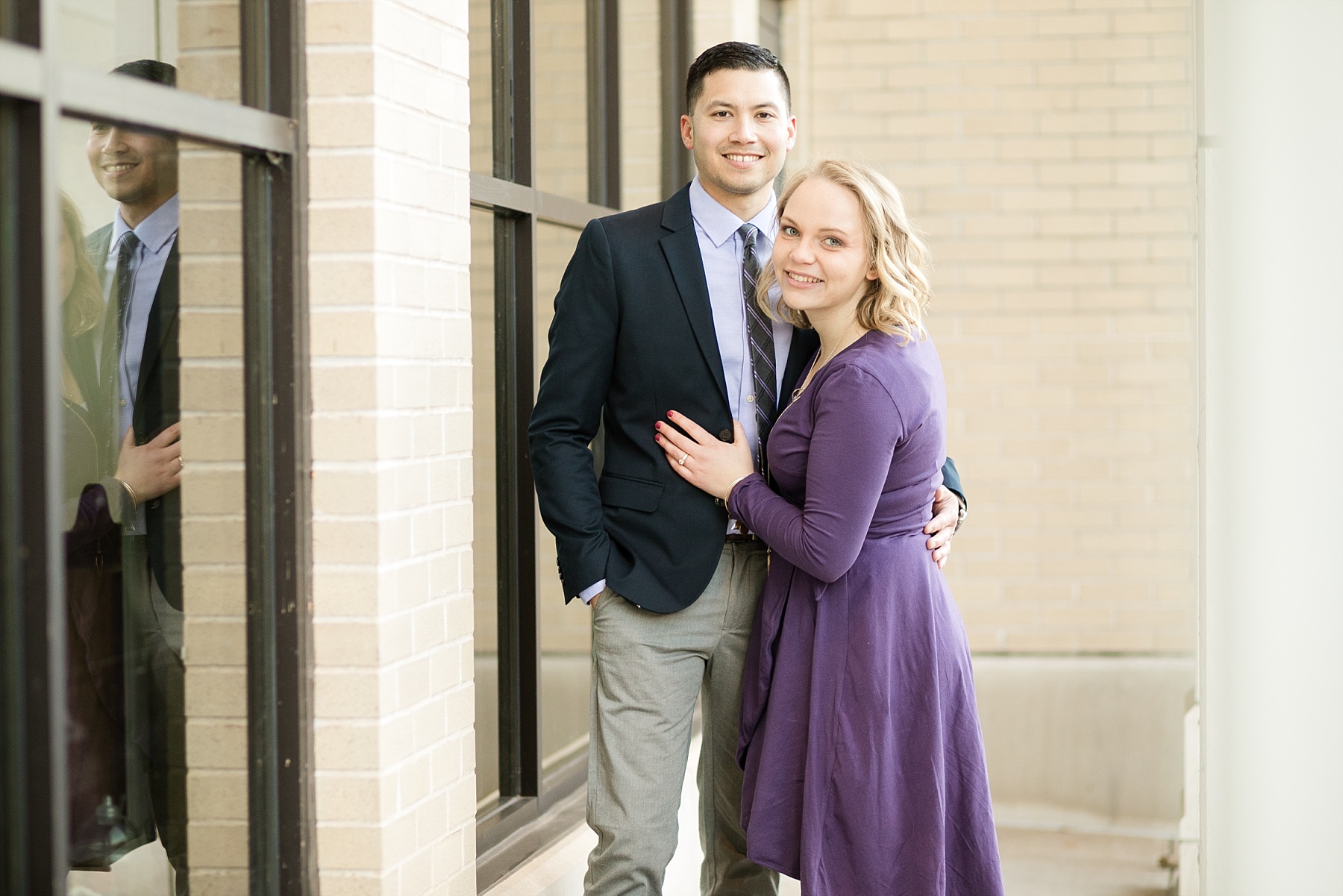 Downtown engagement photos in the fall.