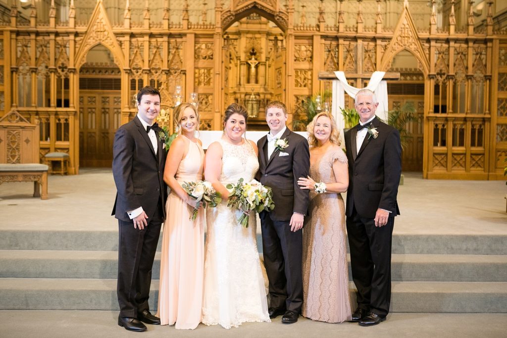 grooms family portraits at St. Raphael's Cathedral Wedding in Dubuque