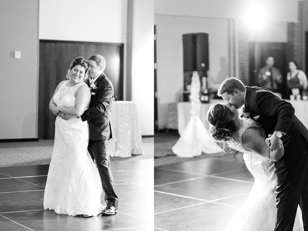 couples first dance at their wedding at UW-Platteville Ullsvik Hall