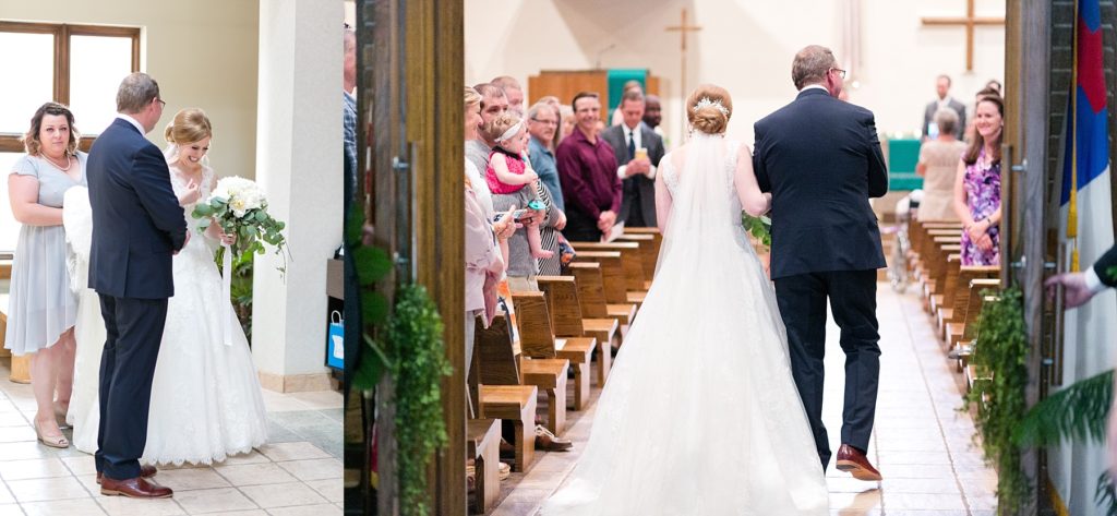 father walking daughter down the aisle at Hope Lutheran Church in Eau Claire