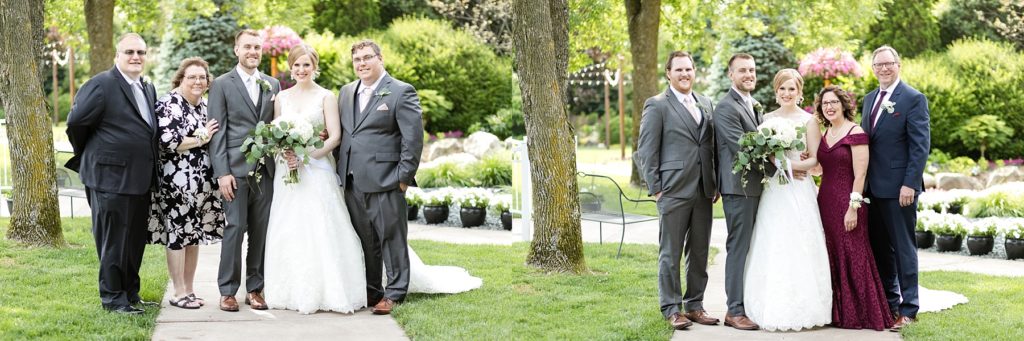 family portraits at wedding atThe Florian Gardens in Eau Claire