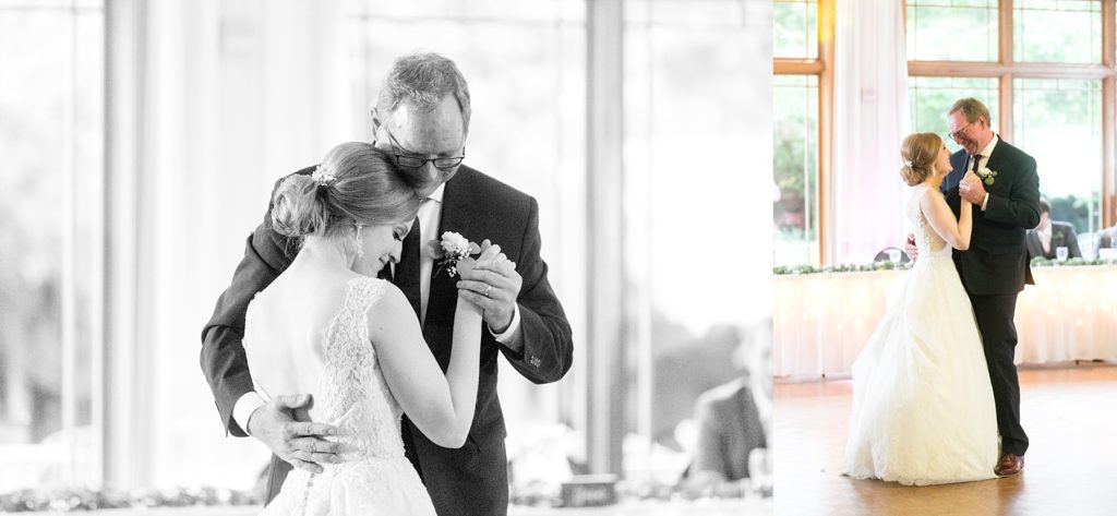 father daughter dance at wedding atThe Florian Gardens in Eau Claire