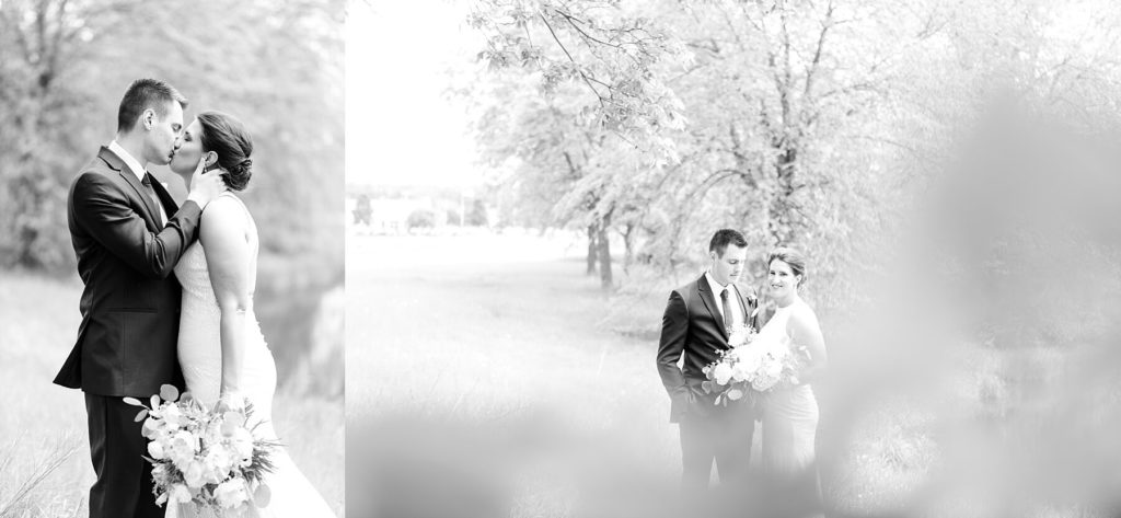 black and white portraits of the bride and groom