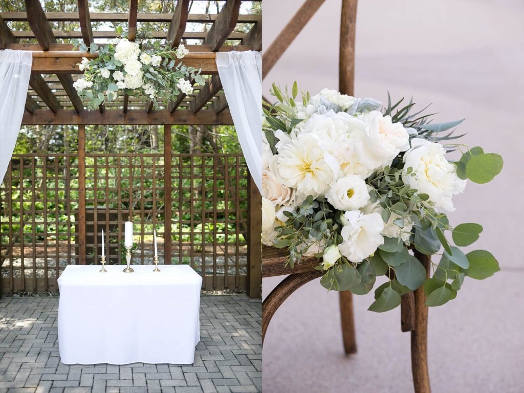 pergola and wedding bouquet by Allure Premiere Event Florists