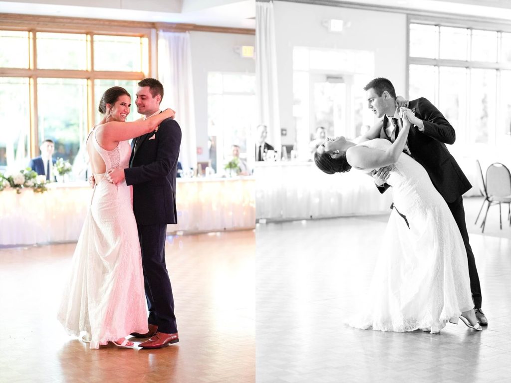 bride and grooms first dance at the Florian Gardens in Eau Claire