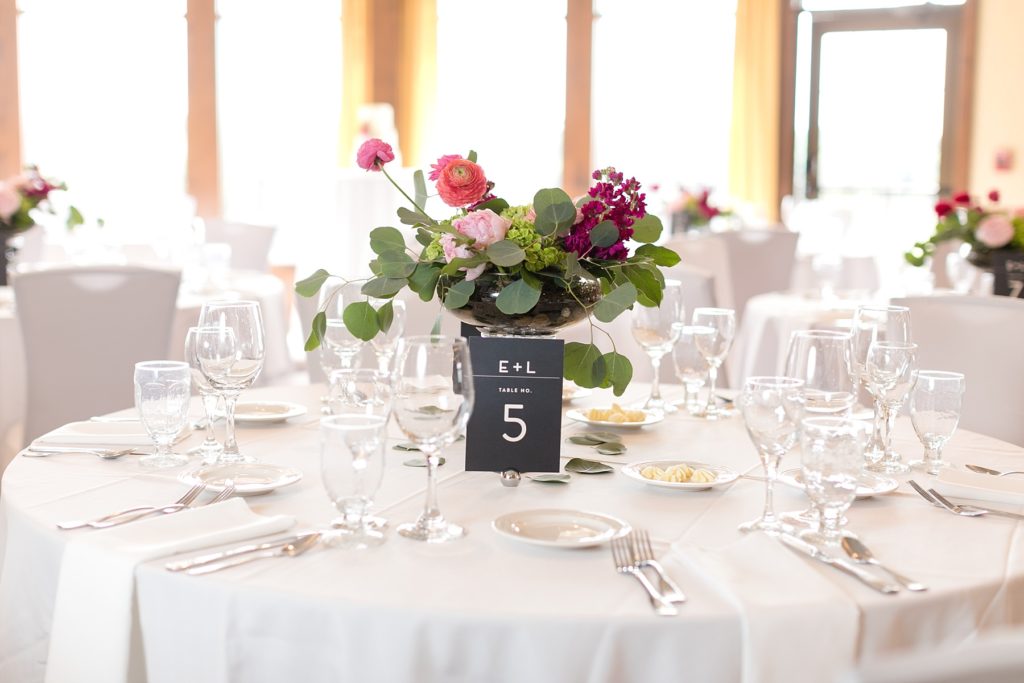 table settings and floral design by Brent Douglas at the Eau Claire Golf & Country Club