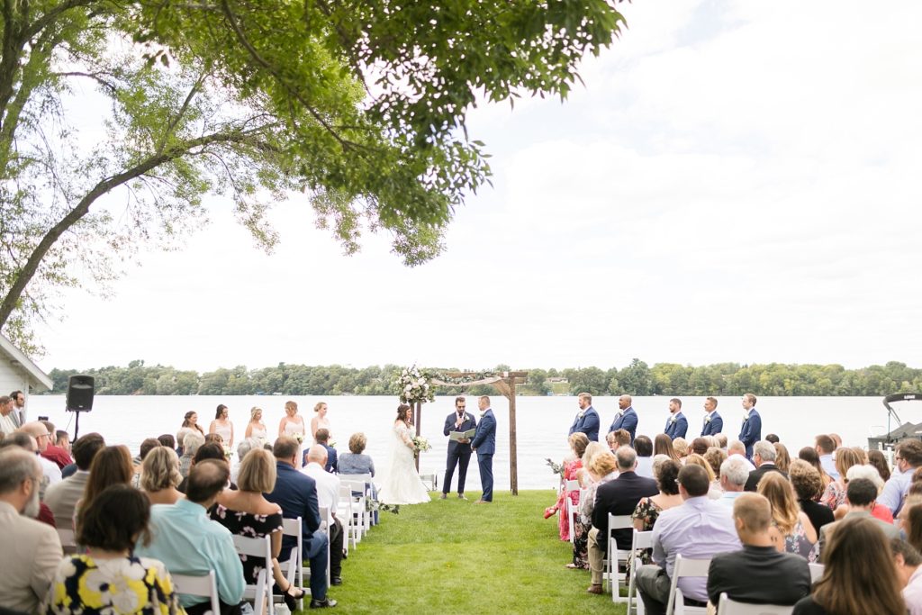 wedding ceremony on the lake at Lake Wissota Golf & Events