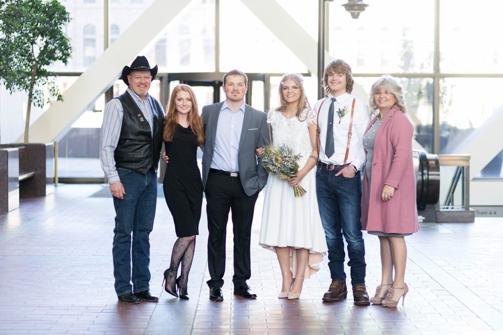 family photos after ceremony at the Hennepin County Government Center after having their Minneapolis courthouse wedding