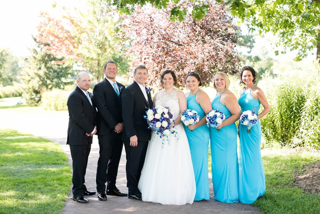 bridal party photos at Immaculate Conception Church in Eau Claire