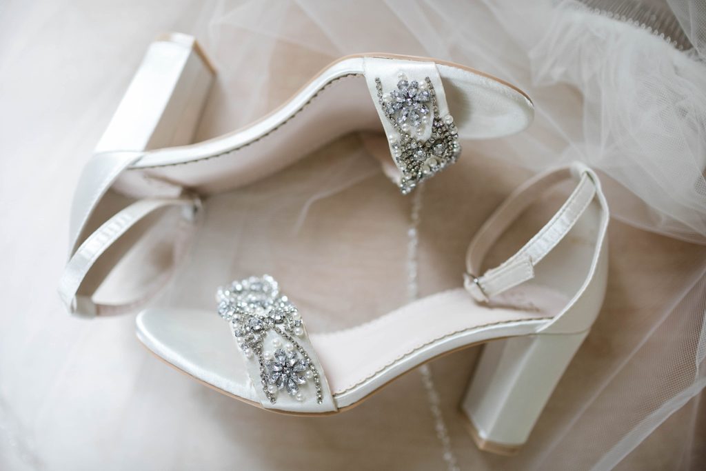 brides shoes at Lilydale in Chippewa Falls during their fall wedding