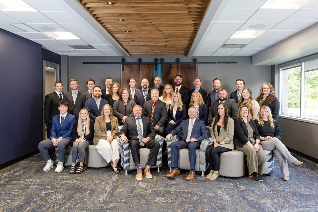 team photo taken in the offices at River Valley Architects